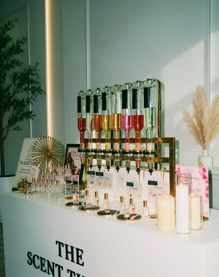 The Scent Theory custom fragrance bar styled at an event