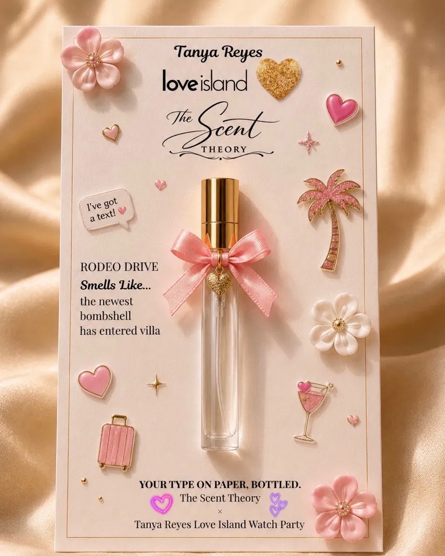 Love Island watch party custom branded perfume favour