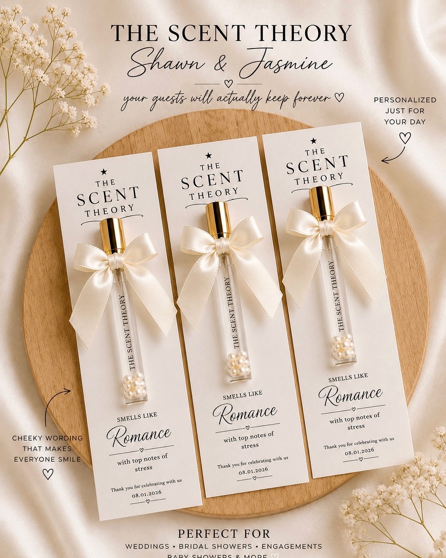 Wedding fragrance favours with ivory bow